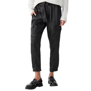 NWT Sanctuary Classy Satin Belted Black Cargo Pants 24X27